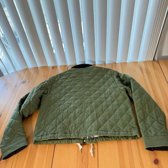 J. Crew Limited Edition Cropped Quilted Barn Jacket Green Corduroy Collar M - Picture 6 of 10